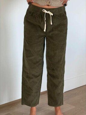 Quiksilver Right Here Barrel Leg Corduroy Pants Olive